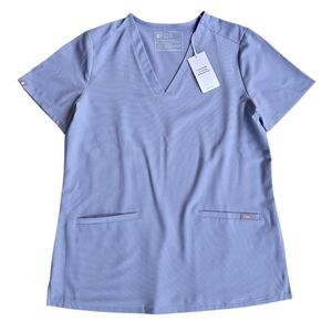 Figs Casma Three Pocket Scrub Top Size Small Vapor Blue
